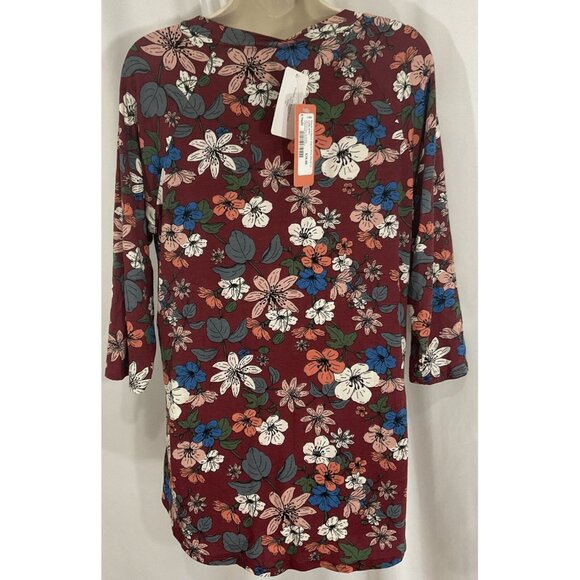 Chris & Carol Floral Blouse - Burgundy with Multicolor Flowers - Picture 2 of 6